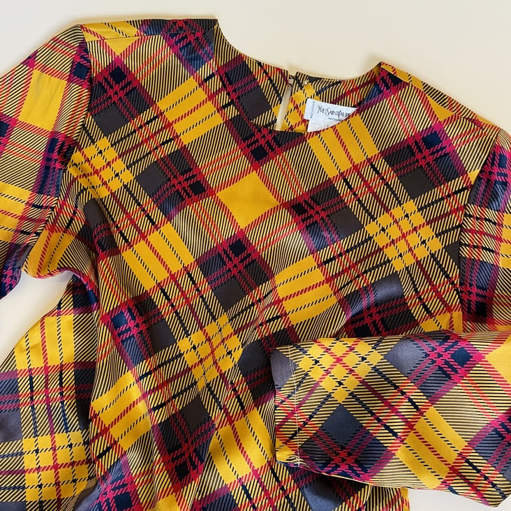 Blusa in pura seta fantasia check Yves Saint Laurent Variation