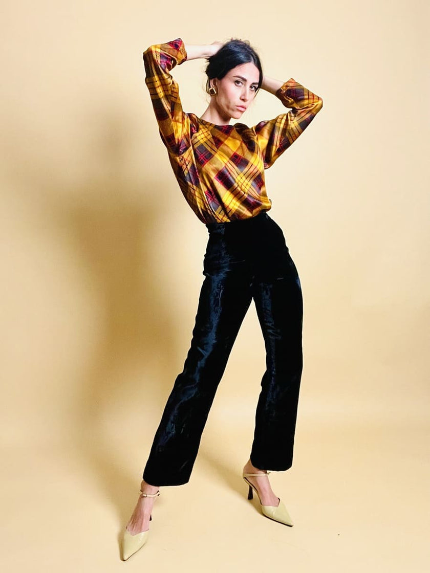 Blusa in pura seta fantasia check Yves Saint Laurent Variation