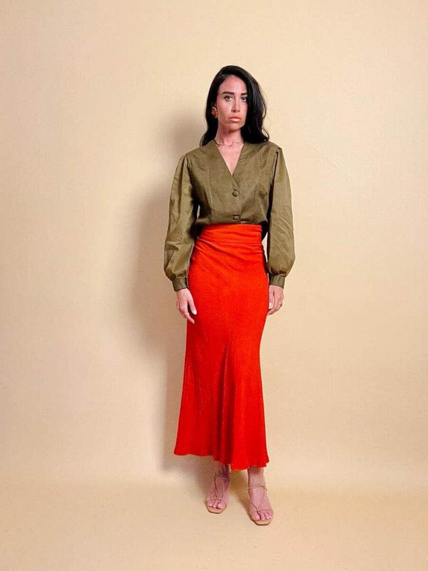 Bolero in lino color cachi 
