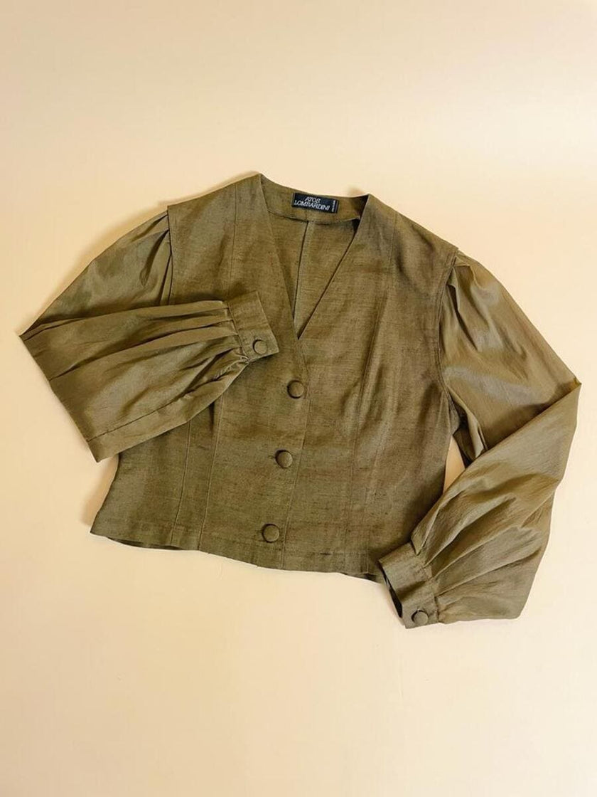 Bolero in lino color cachi 