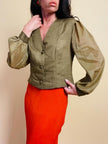 Bolero in lino color cachi 