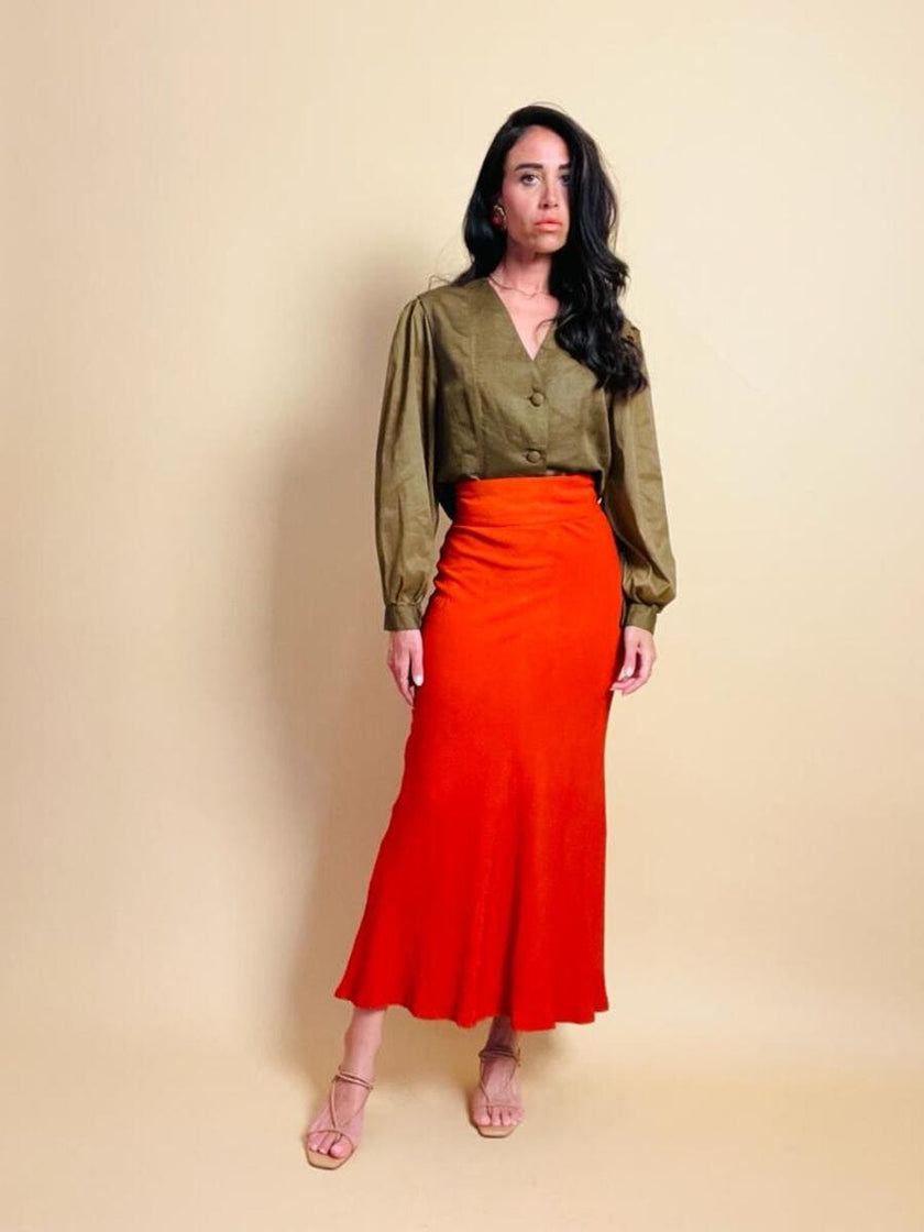 Bolero in lino color cachi 