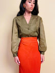 Bolero in lino color cachi 