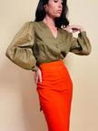 Bolero in lino color cachi 