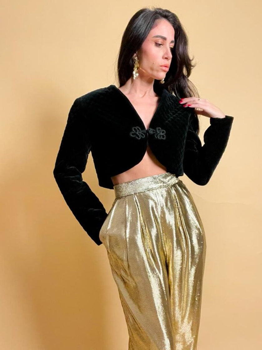 Bolero in velluto nero matelassé