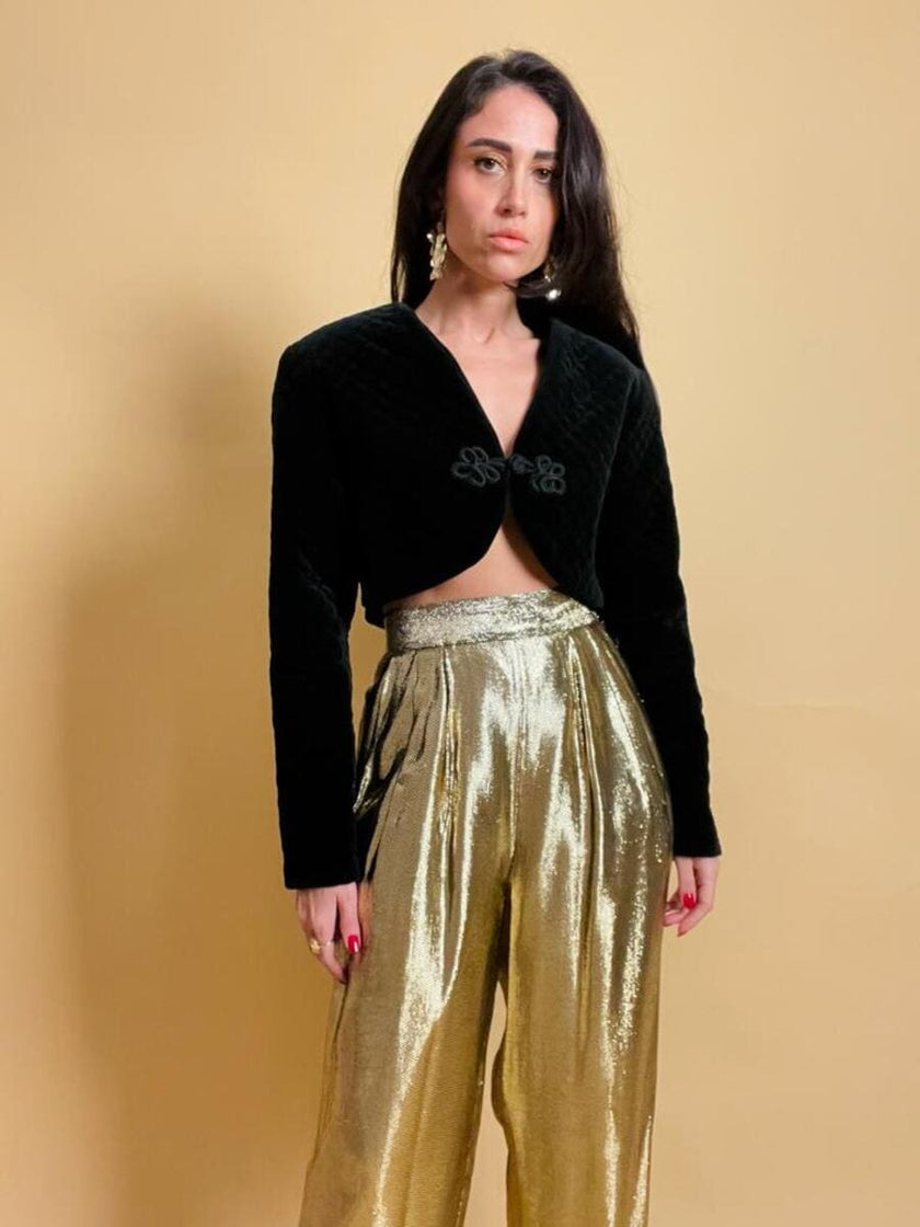Bolero in velluto nero matelassé