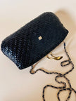 Borsa in midollino blu notte con tracolla in catena