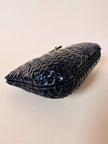 Borsa in midollino blu notte con tracolla in catena