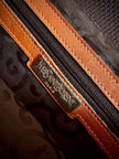 Borsa messanger in tessuto nero e pelle cuoio 