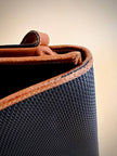 Borsa messanger in tessuto nero e pelle cuoio 