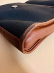 Borsa messanger in tessuto nero e pelle cuoio 