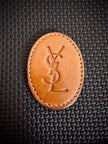 Borsa messanger in tessuto nero e pelle cuoio 