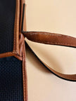 Borsa messanger in tessuto nero e pelle cuoio 