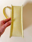 Borsa in pelle stampa coccodrillo giallo pastello “Genny”