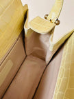Borsa in pelle stampa coccodrillo giallo pastello “Genny”