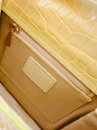 Borsa in pelle stampa coccodrillo giallo pastello “Genny”