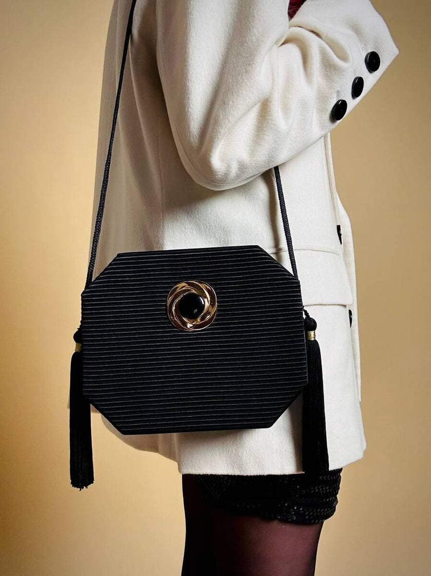 Borsa ottagonale in raso e tessuto canneté “Lanvin”