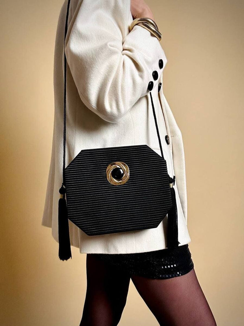Borsa ottagonale in raso e tessuto canneté “Lanvin”