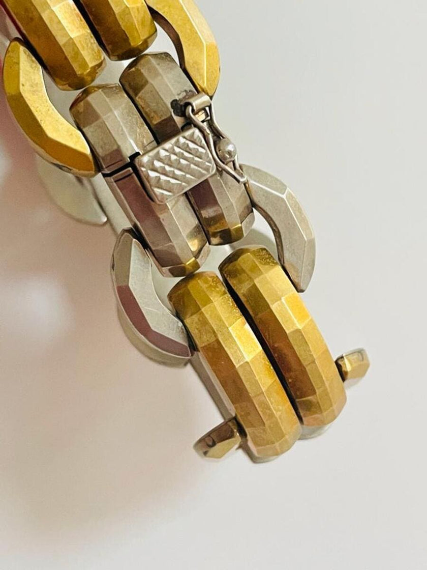 Bracciale a maglie sfaccettate gold e silver