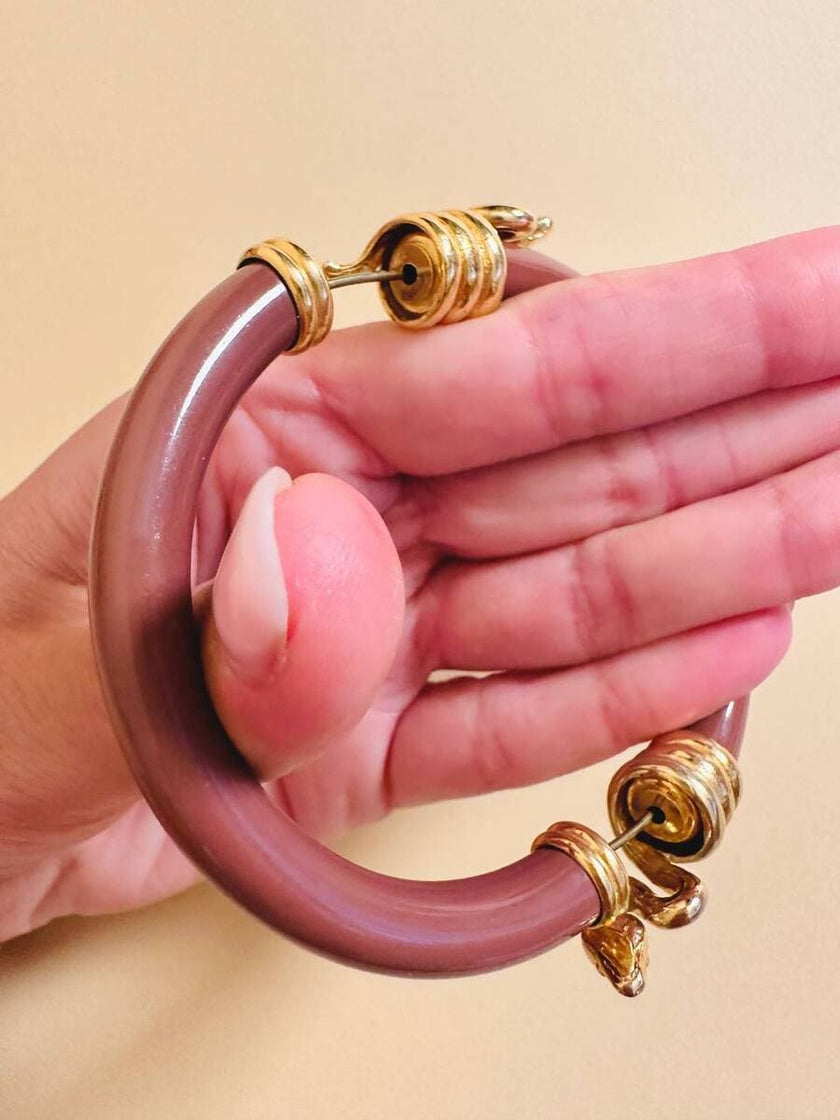 Bracciale rigido rosa antico con serpenti dorati