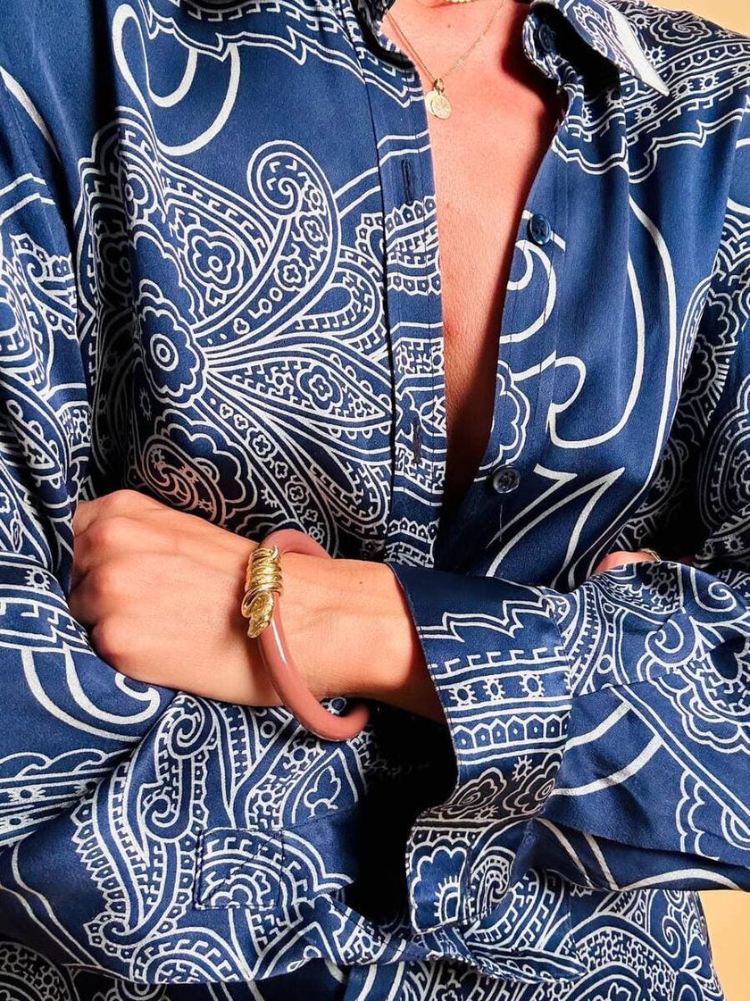 Bracciale rigido rosa antico con serpenti dorati