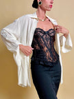 Bustier in pizzo nero e raso ruggine 