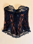 Bustier in pizzo nero e raso ruggine 