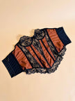 Bustier in pizzo nero e raso ruggine 