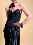 Bustier in pizzo nero con ricamo in paillettes “Ritmo by La Perla”