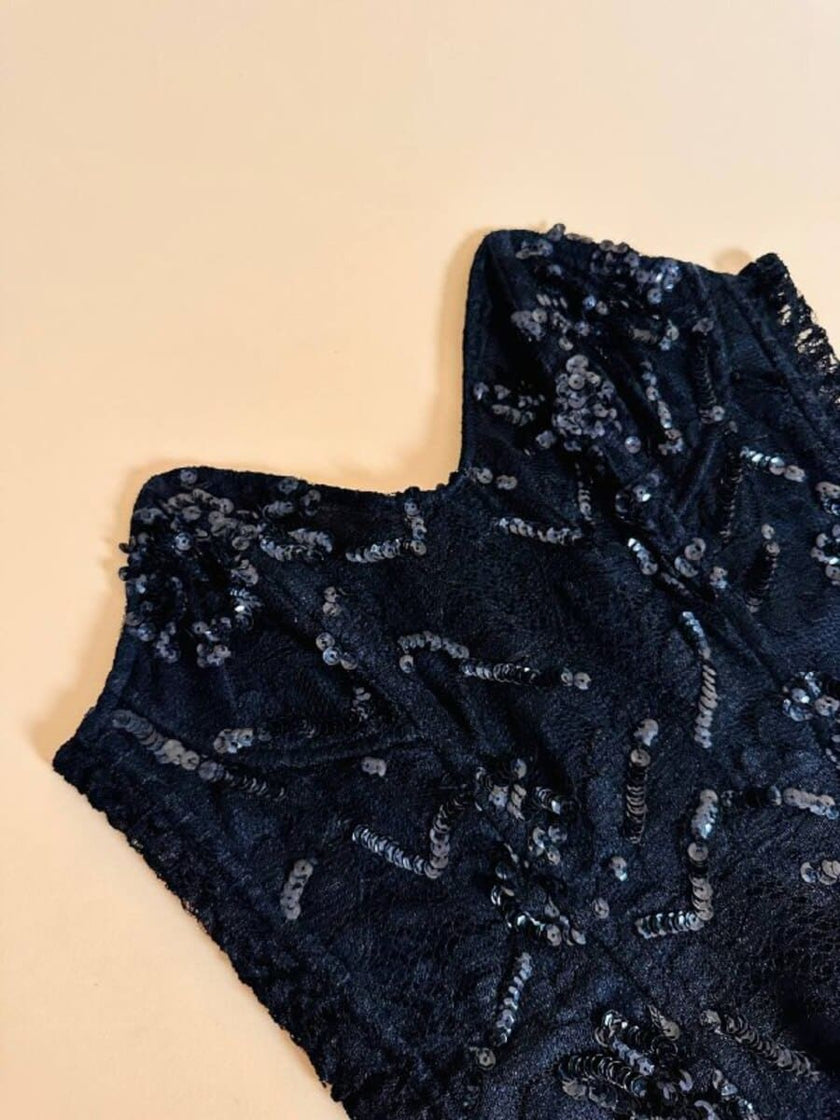 Bustier in pizzo nero con ricamo in paillettes “Ritmo by La Perla”