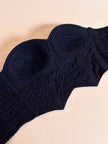 Bustier nero ricamato con perline in tinta