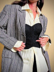 Bustier nero ricamato con perline in tinta
