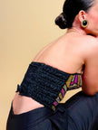 Bustier in pizzo nero ricamato con paillettes multicolor