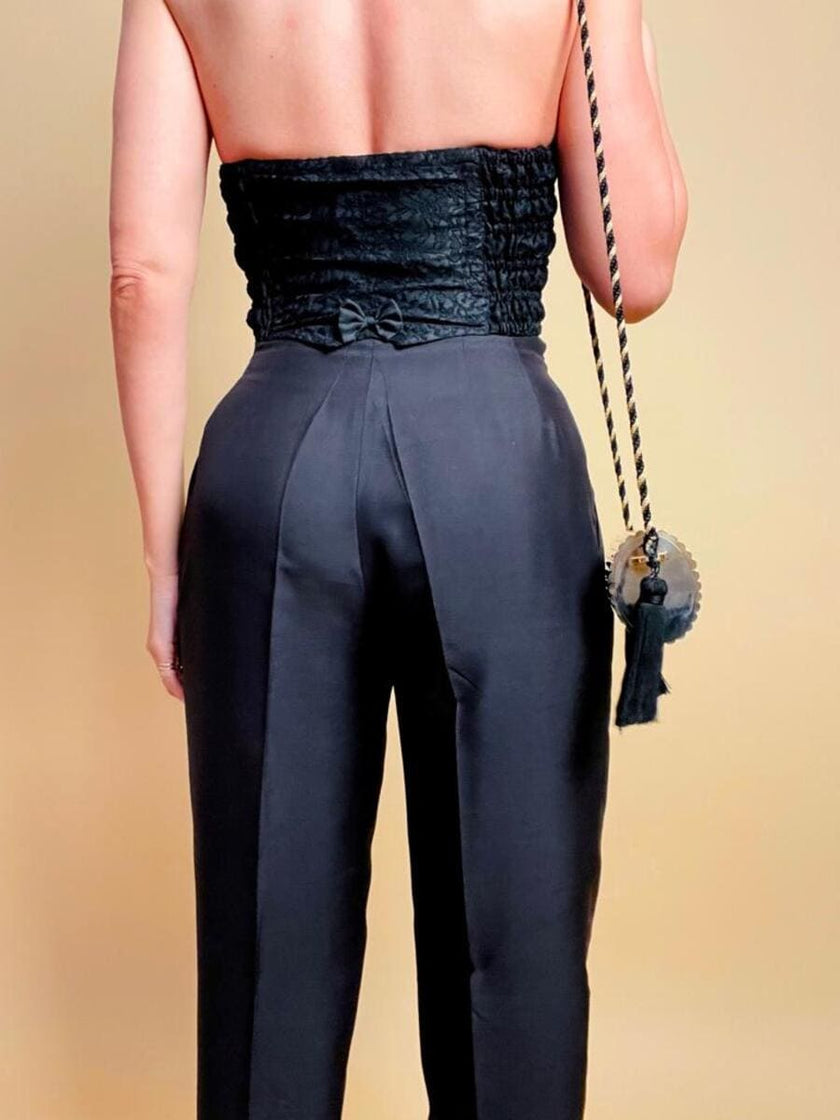 Bustier in pizzo nero ricamato con paillettes multicolor