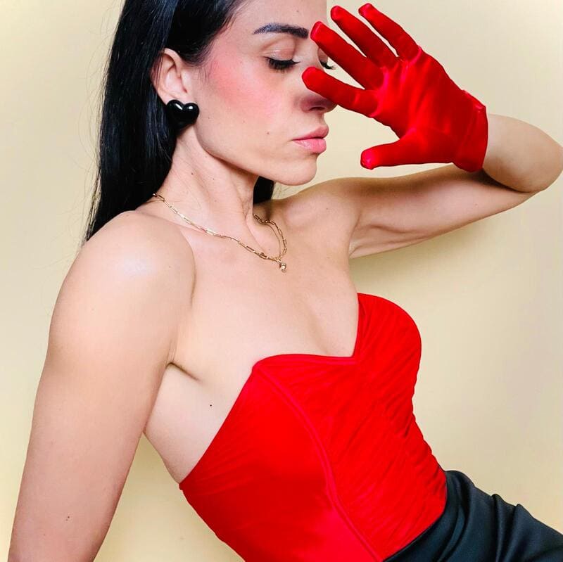 Bustier rosso Balmain
