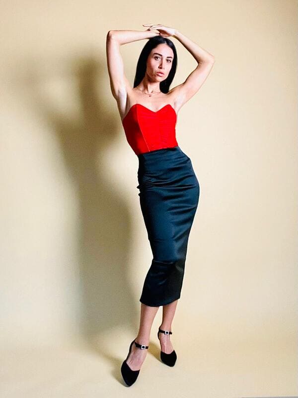Bustier rosso Balmain