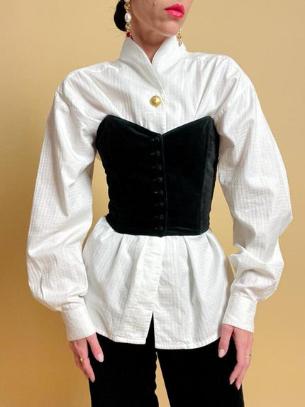 Bustier in velluto nero con scollo a cuore
