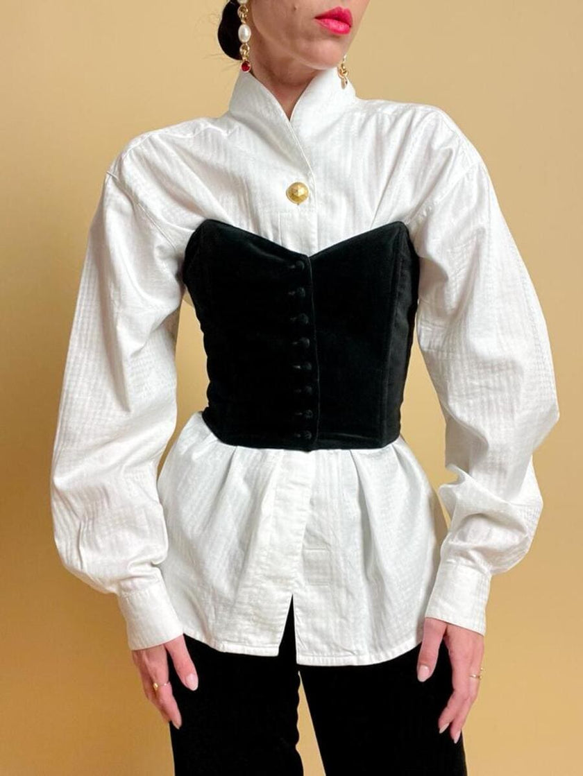 Bustier in velluto nero con scollo a cuore