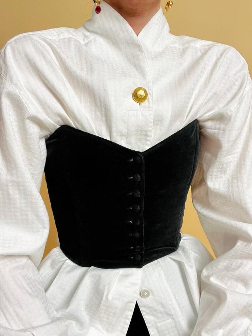 Bustier in velluto nero con scollo a cuore