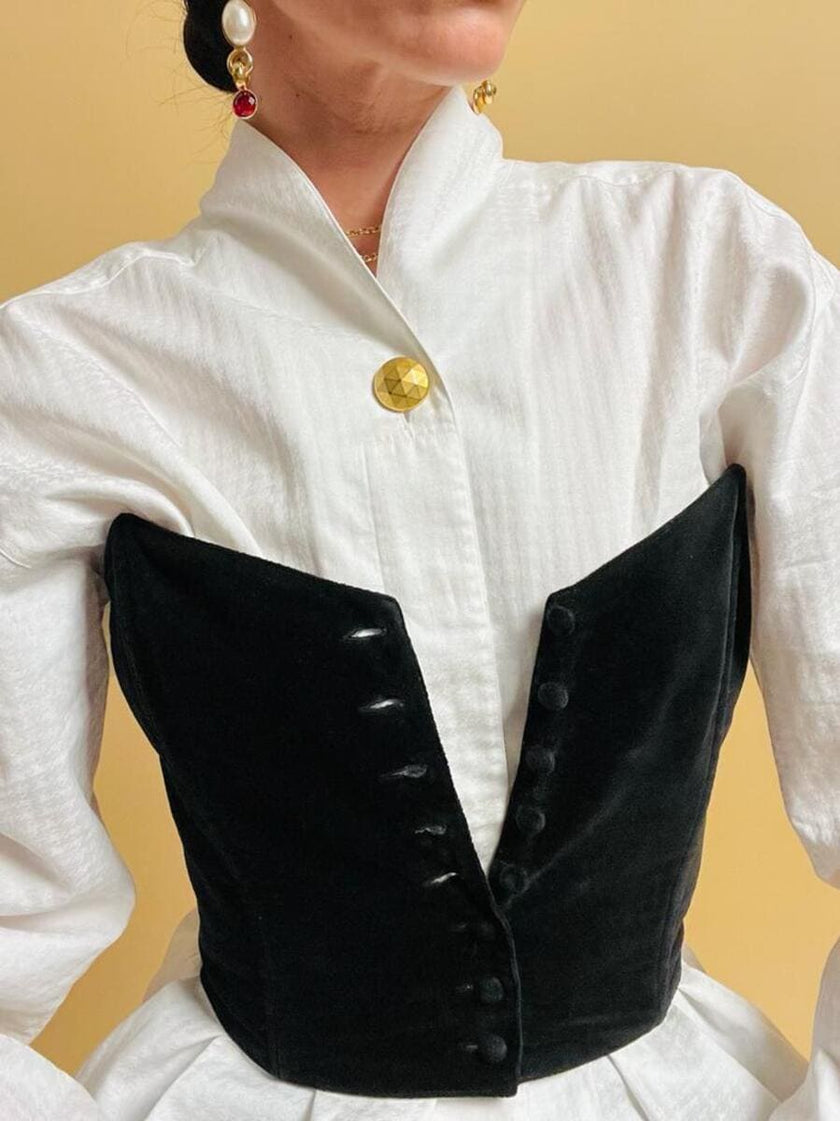 Bustier in velluto nero con scollo a cuore