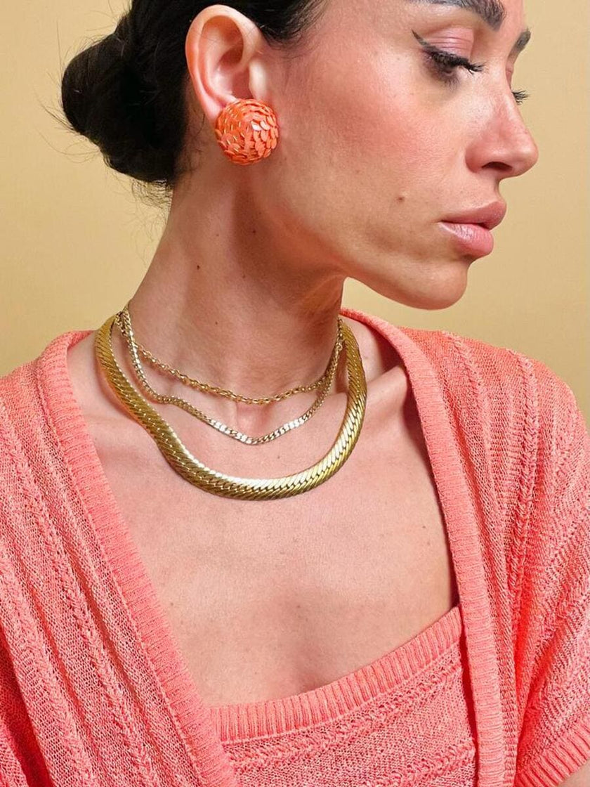 Button clip in paillettes rosa pesca