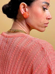 Button clip in paillettes rosa pesca