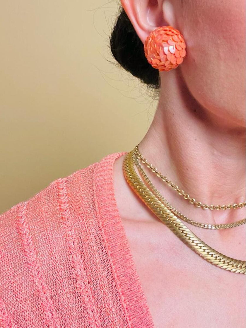Button clip in paillettes rosa pesca
