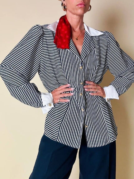 Camicia a righe bianche e blu “Nina Ricci”