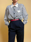 Camicia a righe bianche e blu 