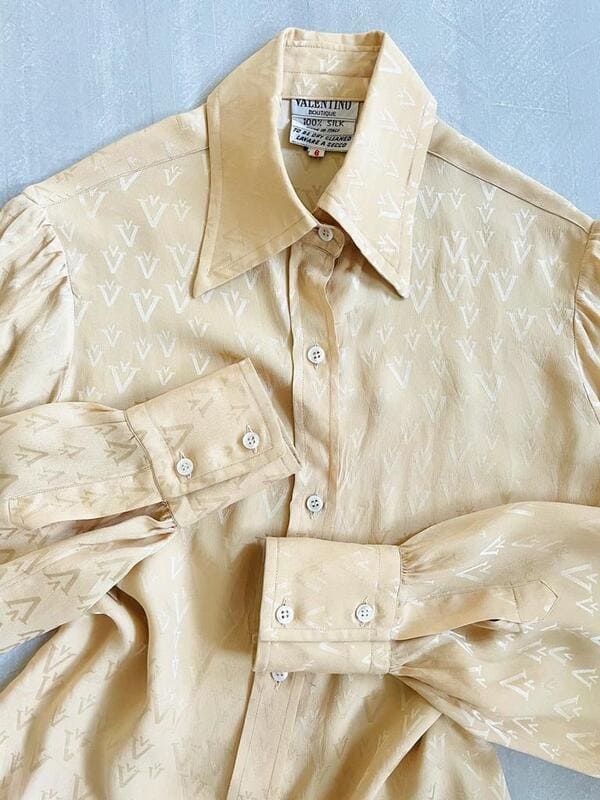 Camicia Valentino in seta jaquard beige