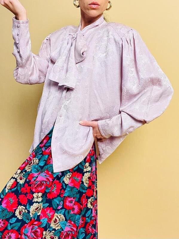 Camicia in seta Jaquard lilla
