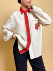Camicia bianca con motivi barocchi multicolor Mario Pucci Cecconi