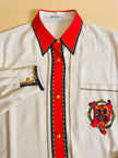 Camicia bianca con motivi barocchi multicolor Mario Pucci Cecconi