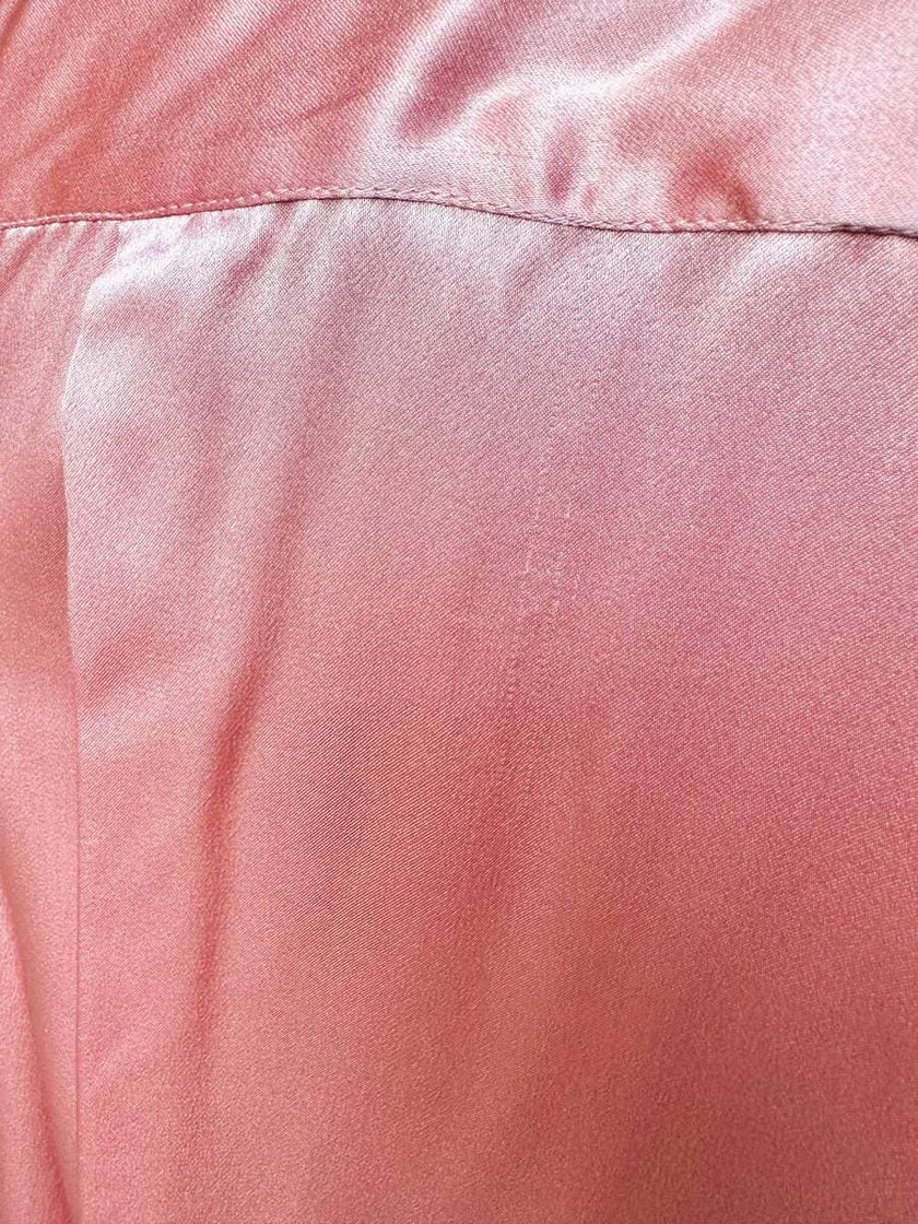 Camicia con fiocco al collo in raso di seta rosa 